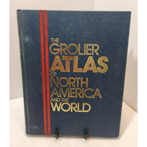1984 Hardcover Grolier Atlas Of North America And The World - Picture 1 of 11